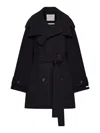 Sportmax Short Belted Trench Coat With Double-breasted Design In Black