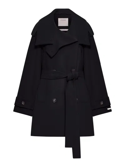 Sportmax Shawl-collar Belted Coat In Black