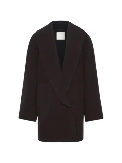 Sportmax Shawl-collar Colour-block Coat In Brown