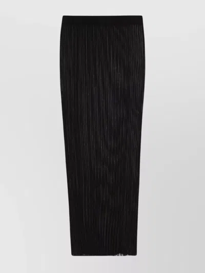 Sportmax Sheer Ribbed Knit Midi Skirt In Black