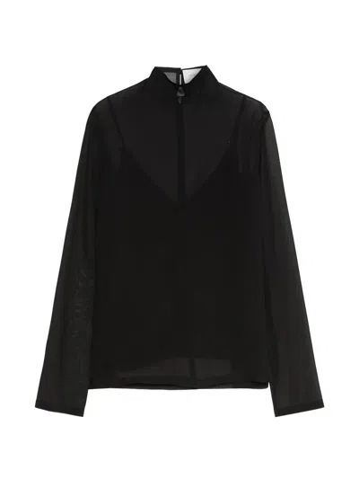 Sportmax Sheer Silk Blouse In Black