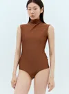 Sportmax Women Shiny Lycra Bodysuit In Brown