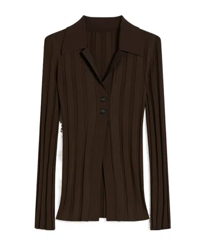 Sportmax Shiny Viscose Cardigan In Brown