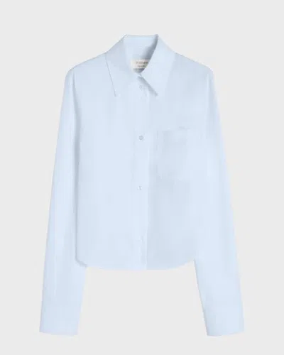 Sportmax Shirt Cotton Cropped Pleated Back In Gray