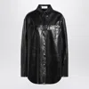 Sportmax Leather Shirt Jacket Chest Pocket In Black
