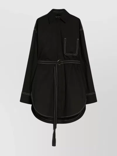 Sportmax Shirt Longline Waist Belted In Black