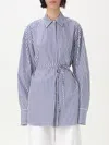 Sportmax Tailored Striped Shirt With Cinched Waist In Blue 1