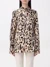 Sportmax Armony Animal Patterned Long-sleeved Shirt In Camel