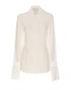 Sportmax Collared Top With Buttoned Cuffs And Cuffed Sleeves In White