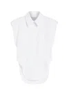 Sportmax Sleeveless Shirt In Pure Cotton In White