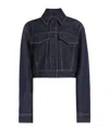 Sportmax Cropped Denim Jacket With Collared Neck In Black