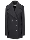 Sportmax Short Double-breasted Coat With Classic Collar And Side Pockets In Black
