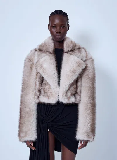 Sportmax Short Faux Fur Jacket In Neutral