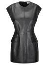 Sportmax Short Lambskin Leather Dress With Zip Closure And Front Pockets In Gray
