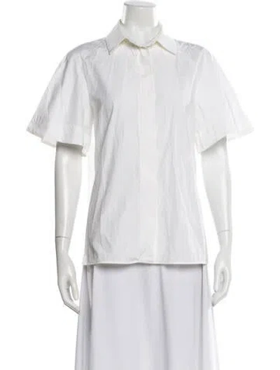 Pre-owned Sportmax Short Sleeve Blouse In White