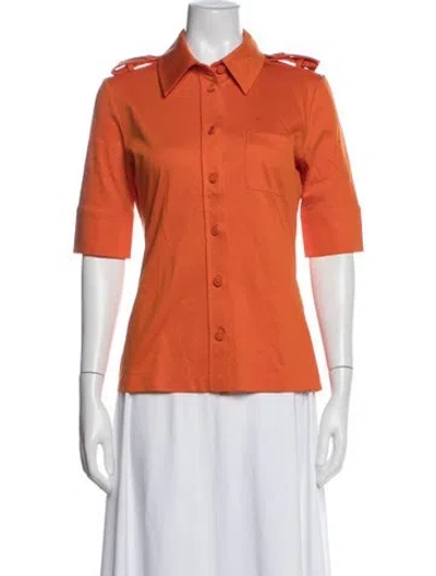 Pre-owned Sportmax Short Sleeve Button-up Top In Orange