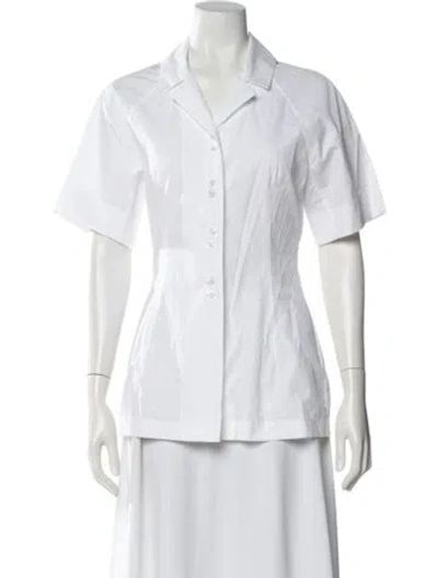 Pre-owned Sportmax Short Sleeve Button-up Top In White
