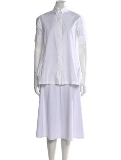 Pre-owned Sportmax Short Sleeve Button-up Top In White