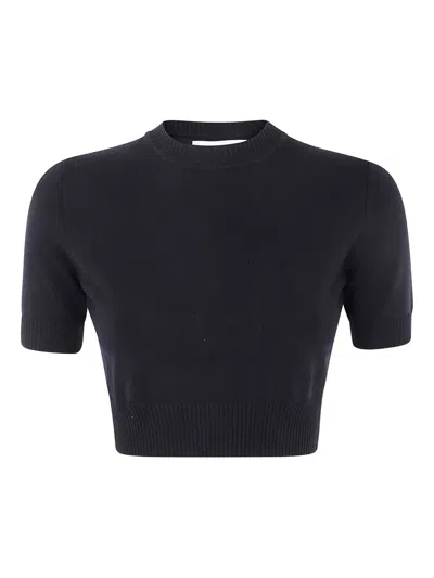 Sportmax Short-sleeve Crop Top In Blue