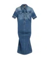 Sportmax Short-sleeved Denim Dress In Blue