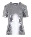 Sportmax Fitted Grey T-shirt With Hexagonal Sequin Detailing In Gray