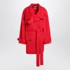 Sportmax Belted Trench Coat Featuring Wide Lapels In Red
