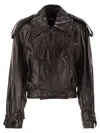 Sportmax Short Trench Coat With Patent Effect And Bomber Inspired Details In Brown