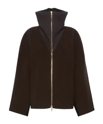 Sportmax Short Wool And Cashmere Heavy Jacket In Brown