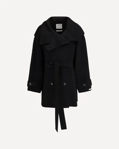 Sportmax Short Wool Trench Coat In Black