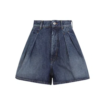 Sportmax Ghirba High-waist Denim Shorts In Blue