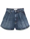 Sportmax Pleated Denim Trouser Shorts In Blue