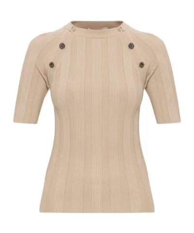 Sportmax Short-sleeved Knit Top In Brown