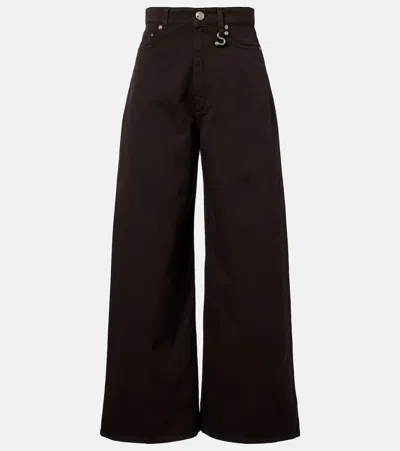 Sportmax Siamese Button-fastening Five-pocket Jeans In Black