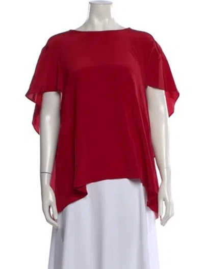 Pre-owned Sportmax Silk Bateau Neckline Top In Red