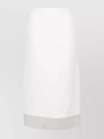 Sportmax Silk Blend High Waist Midi Skirt In White