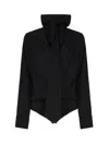 Sportmax Wrap V-neck Bodysuit With Tie Collar In Black