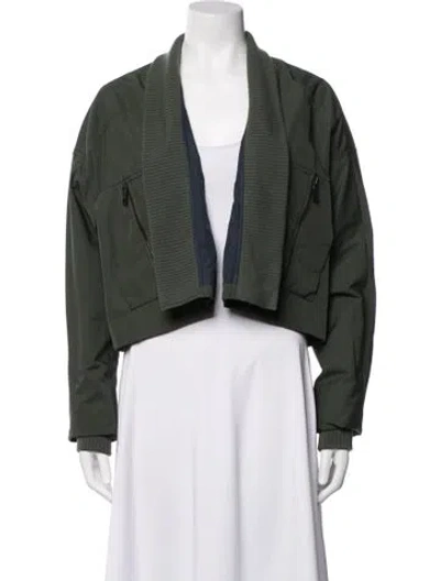 Pre-owned Sportmax Silk Bomber Jacket In Green