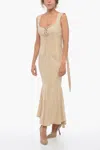 Sportmax Silk Cora Midi Dress With Lace-up Detail In Beige