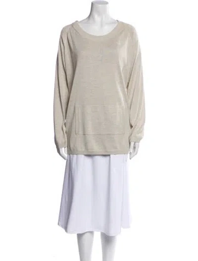 Pre-owned Sportmax Silk Cowl Neck Tunic In Neutral