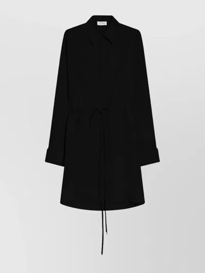 Sportmax Silk Crêpe De Chine Oversized Shirt Dress In Black