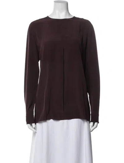 Pre-owned Sportmax Silk Crew Neck Top In Brown