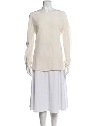 Pre-owned Sportmax Silk Crew Neck Top In Neutral