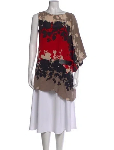 Pre-owned Sportmax Silk Floral Print Top In Multicolor