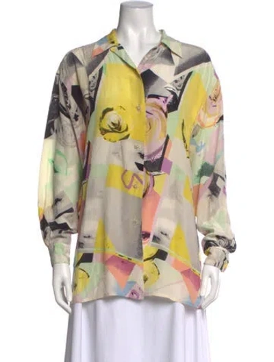 Pre-owned Sportmax Silk Graphic Print Top In Multicolor