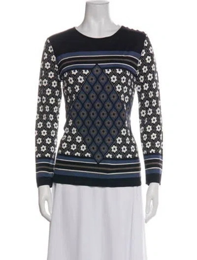 Pre-owned Sportmax Silk Graphic Print Top In White