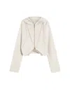 Sportmax Silk Kimono Jacket With Hood And Pockets In White