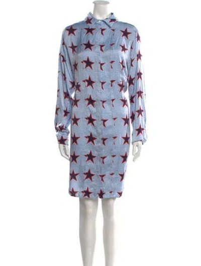 Pre-owned Sportmax Silk Knee-length Dress In Blue