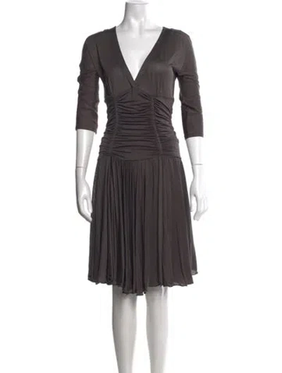 Pre-owned Sportmax Silk Knee-length Dress In Grey
