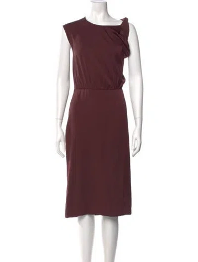Pre-owned Sportmax Silk Knee-length Dress W/ Tags In Burgundy