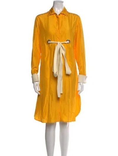 Pre-owned Sportmax Silk Knee-length Dress In Yellow